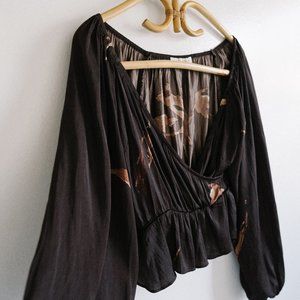 Pookie & Sebastian  Brown Shirt with floral print